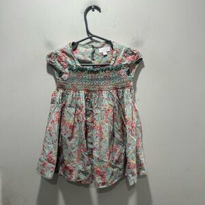 Jacadi Floral Smocked Bodice in Coral Pink dress